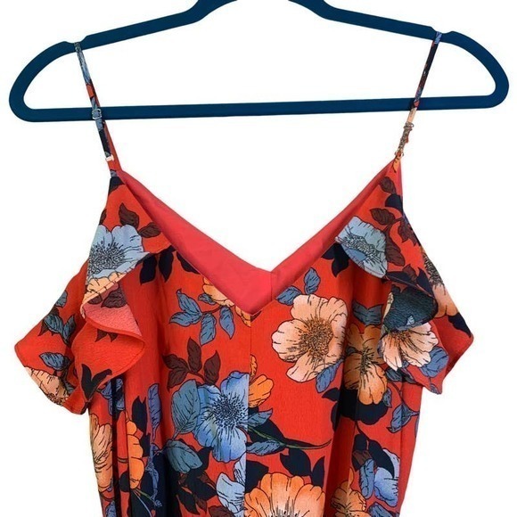 NAKED ZEBRA Red Floral Ruffle Tie-Waist Jumpsuit - NWT - Picture 11 of 15